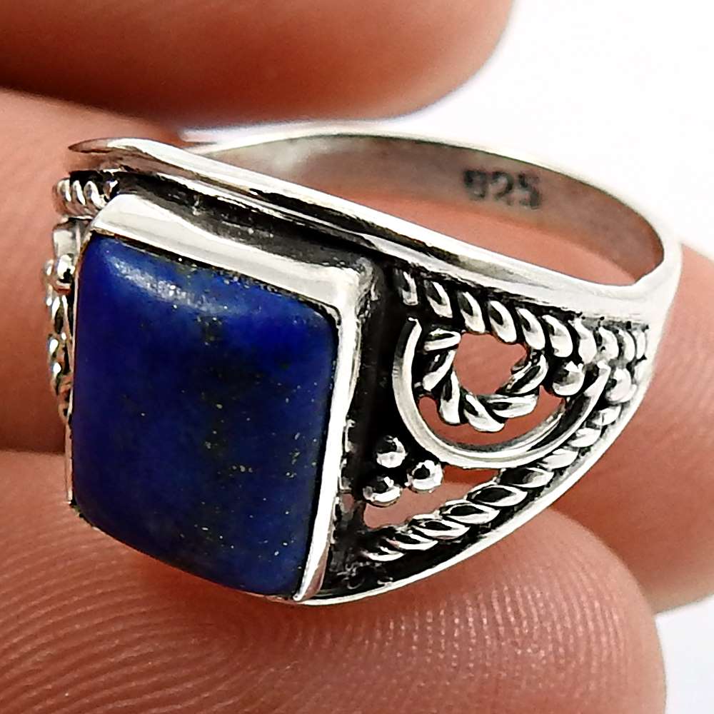 Lapis Gemstone Ring 925 Sterling Silver Traditional Jewelry T68