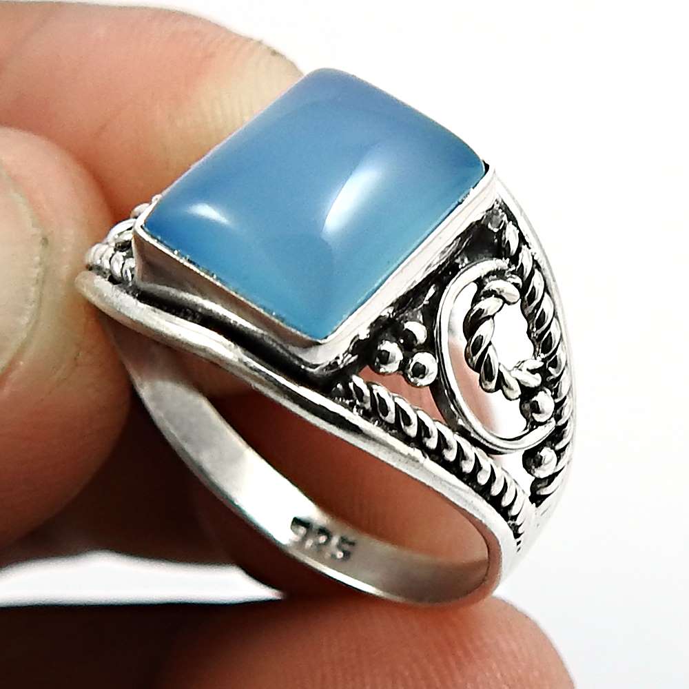 Lapis Gemstone Ring 925 Sterling Silver Traditional Jewelry T68