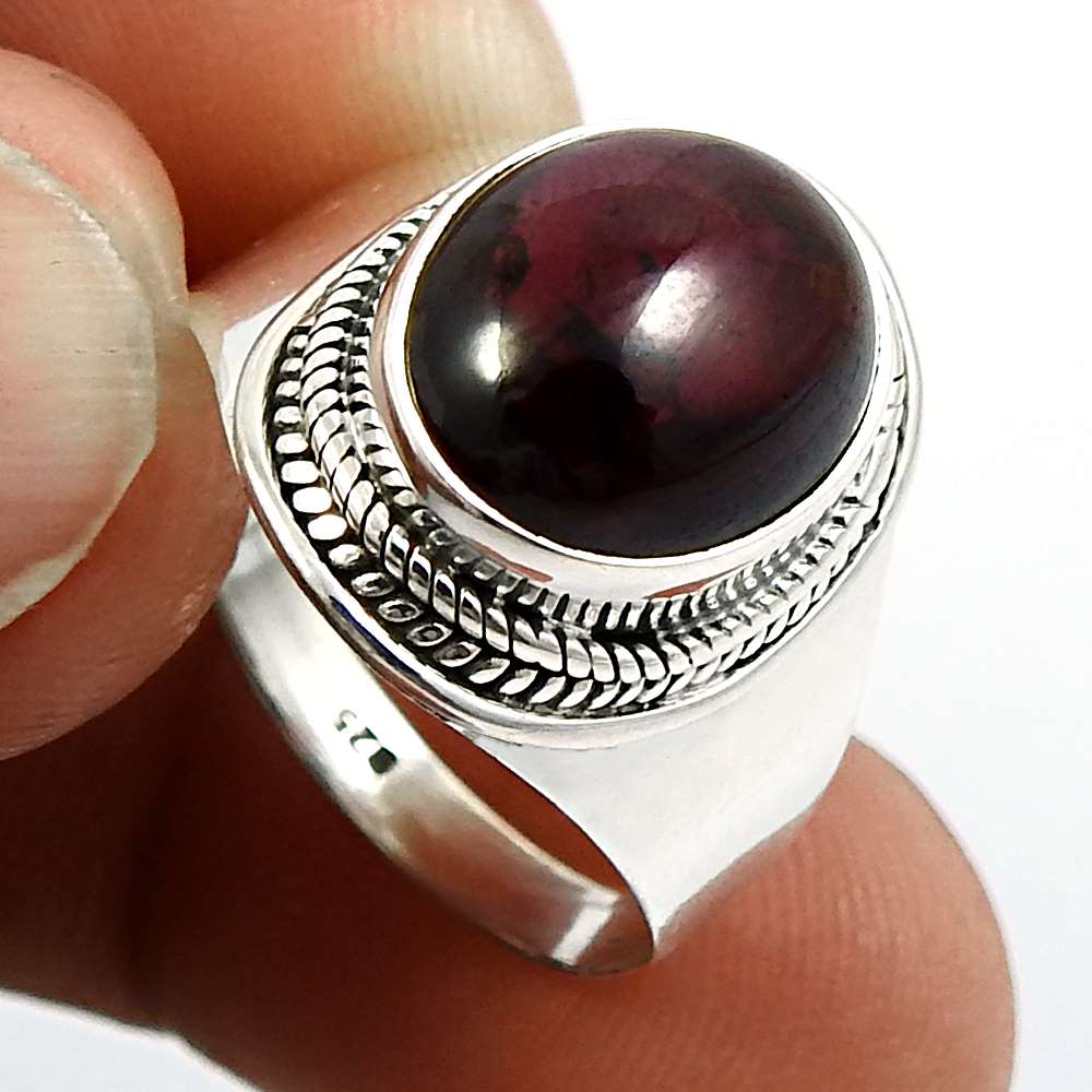 925 Sterling Silver Jewelry Oval Shape Carnelian Gemstone Ring Size 7 N22