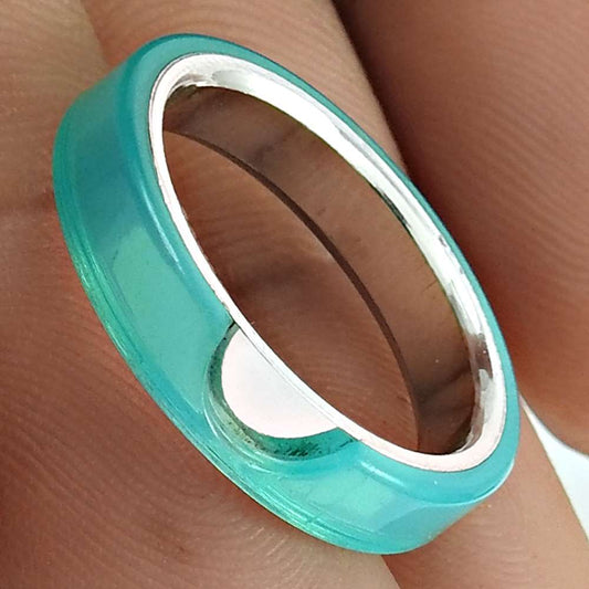 Gift For Her 925 Silver Natural Resin Gemstone Cocktail Tribal Ring Size 10 A5