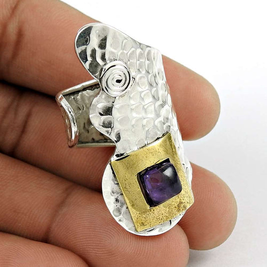 Natural Amethyst Gemstone Cocktail Ring Size 6 925 Sterling Silver For Women D14