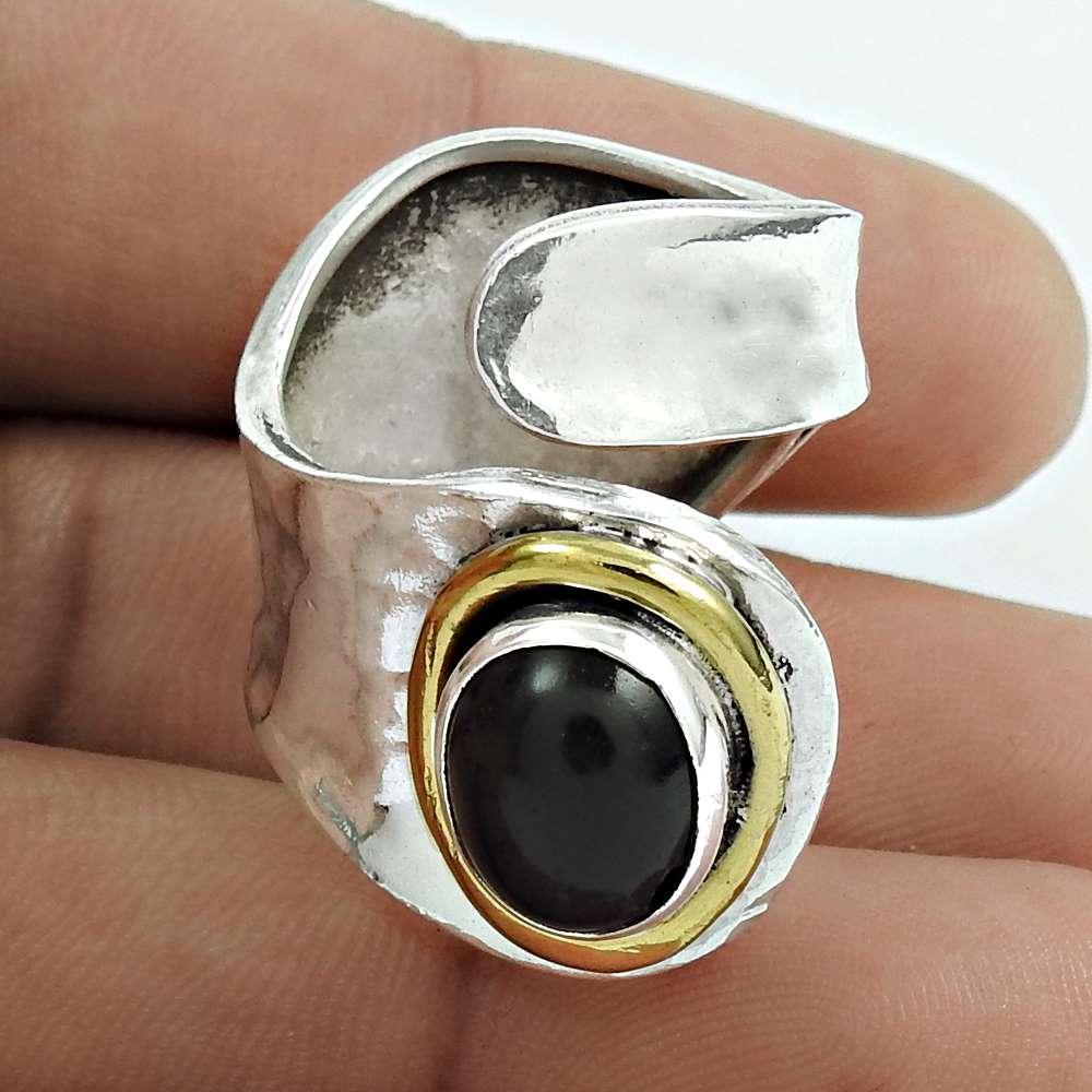 Christmas Gift 925 Silver Natural Onyx Gemstone Solitaire Ring Size 6 I7