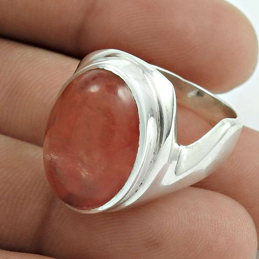 Natural Orangonite Gemstone Cocktail Ring Size 8.5 925 Silver Christmas Gift C24