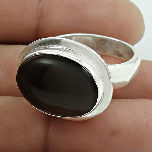 Gift For Her Natural Smoky Quartz Solitaire Vintage Ring Size 5.5 925 Silver W5