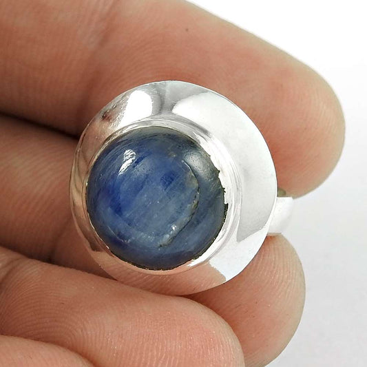 Gift For Women Solitaire Bohemian Ring Size 5.5 925 Silver Natural Kyanite B23