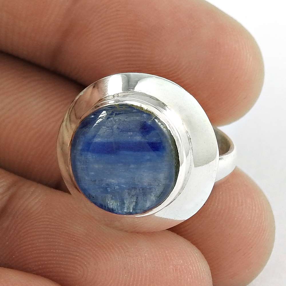 Natural Kyanite 925 Silver Solitaire Bohemian Ring Size 5.5 For Girls N19