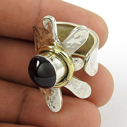 Woman Gift 925 Sterling Silver Natural Garnet Cocktail Ring Size 6.5 K17