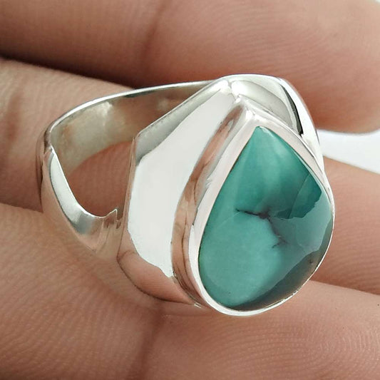 Christmas Gift Turquoise Gemstone 925 Silver Statement Ring Size 7.5 K24