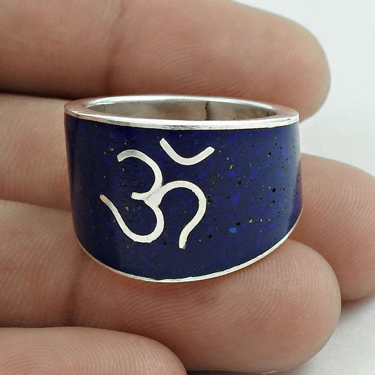 Handmade Jewelry 925 Solid Sterling Silver Statement Enamel Ring Size 8 L7