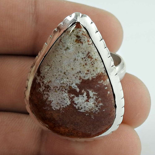 Natural Jasper Gemstone Statement Bohemian Ring Size 6 925 Silver For Girls E7