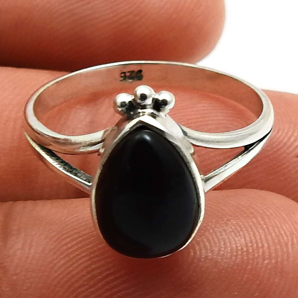 Onyx Gemstone Jewelry 925 Fine Sterling Silver Ring N10