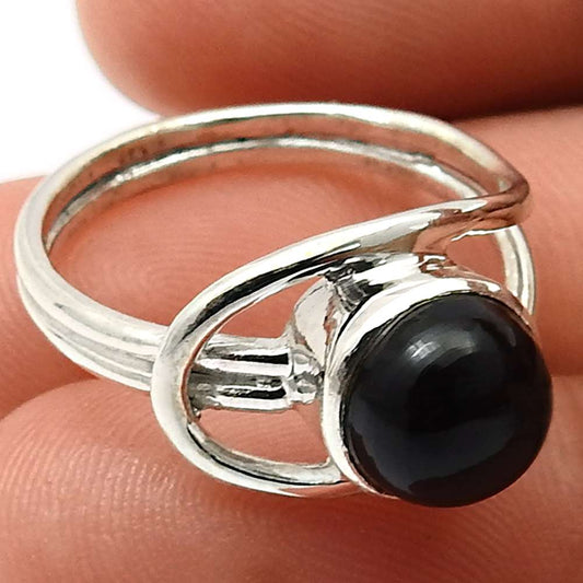 Onyx Gemstone HANDMADE Jewelry 925 Sterling Silver Ring Size 6 U10