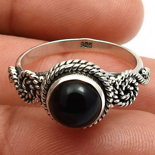 Onyx Gemstone Ring Size 7 925 Sterling Silver Fine Jewelry G12