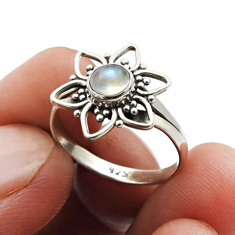 Round Shape Turquoise Gemstone Ring Size 5.5 925 Silver Fine Jewelry G20