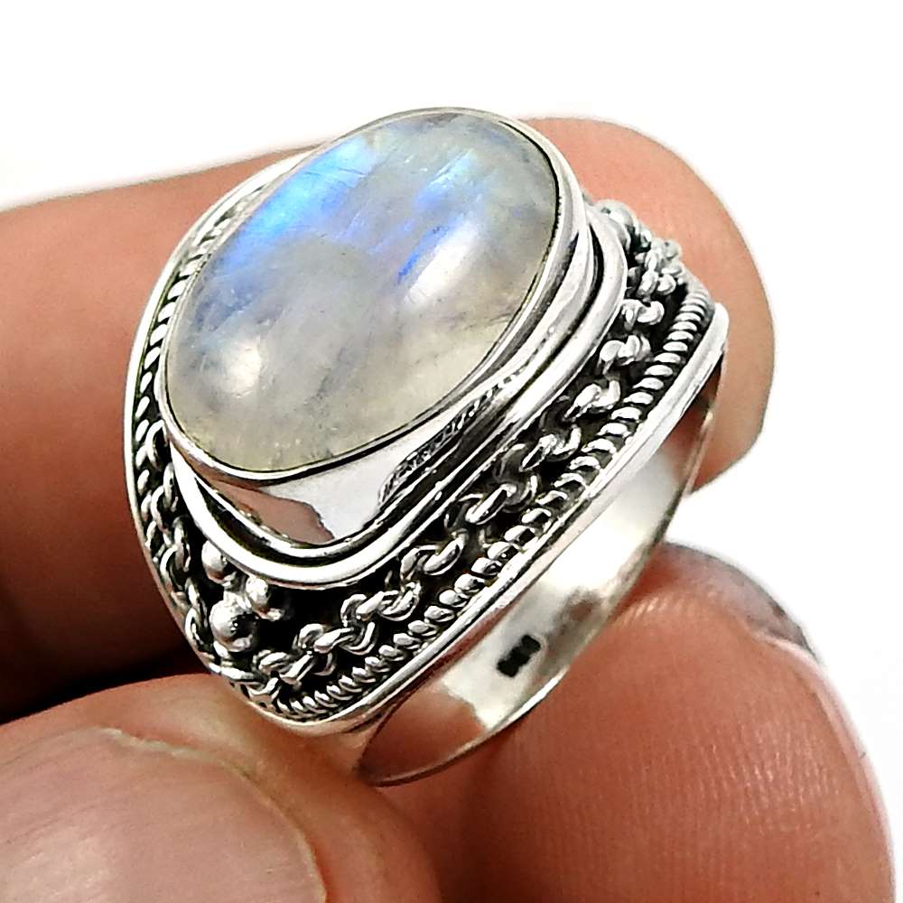Turquoise Gemstone Jewelry 925 Solid Sterling Silver Ring Size 9 K64