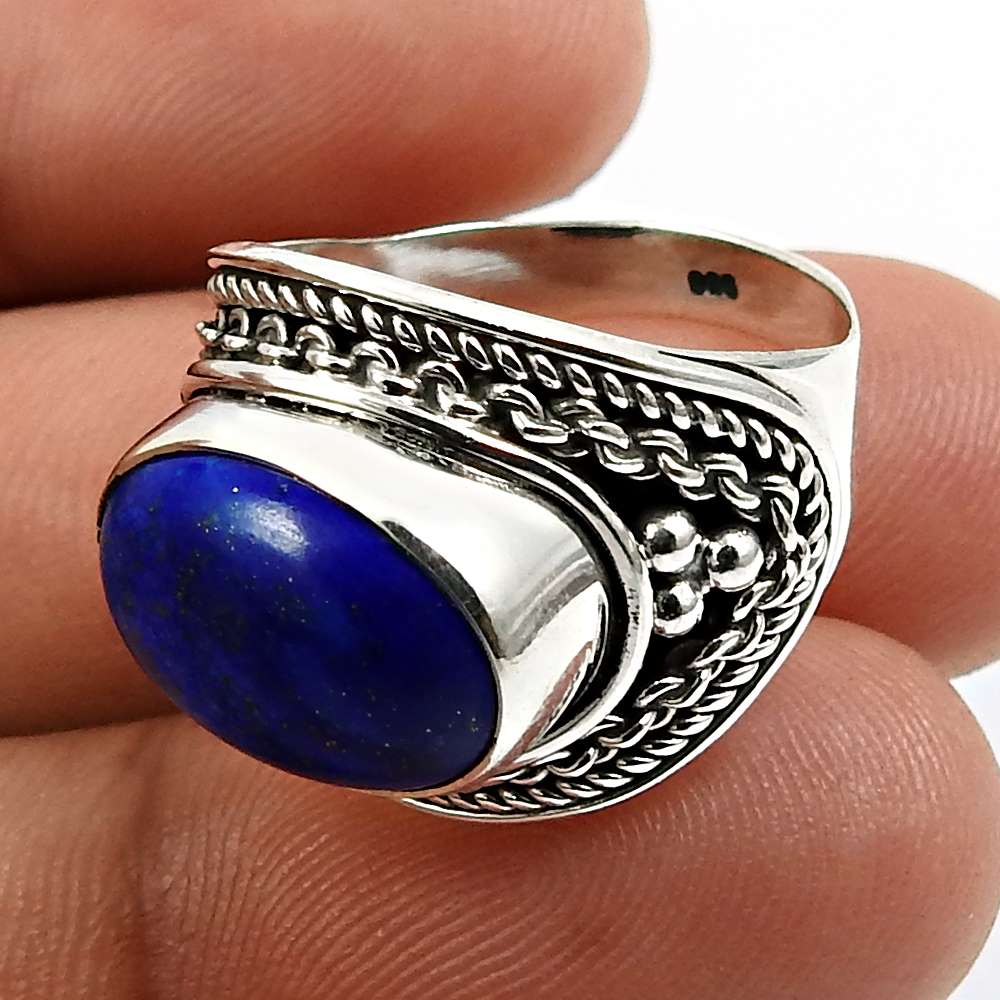 Turquoise Gemstone Jewelry 925 Solid Sterling Silver Ring Size 9 K64