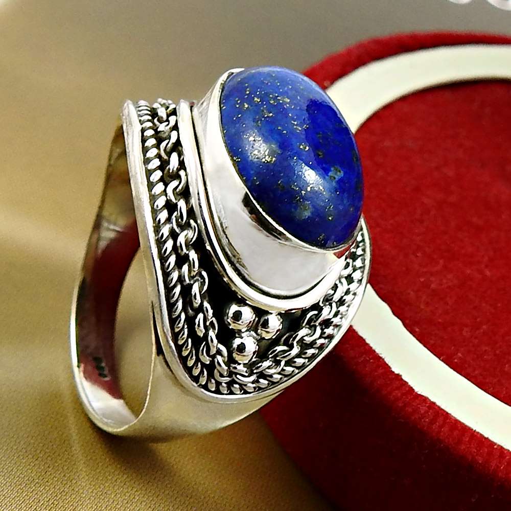 Turquoise Gemstone Jewelry 925 Solid Sterling Silver Ring Size 9 K64