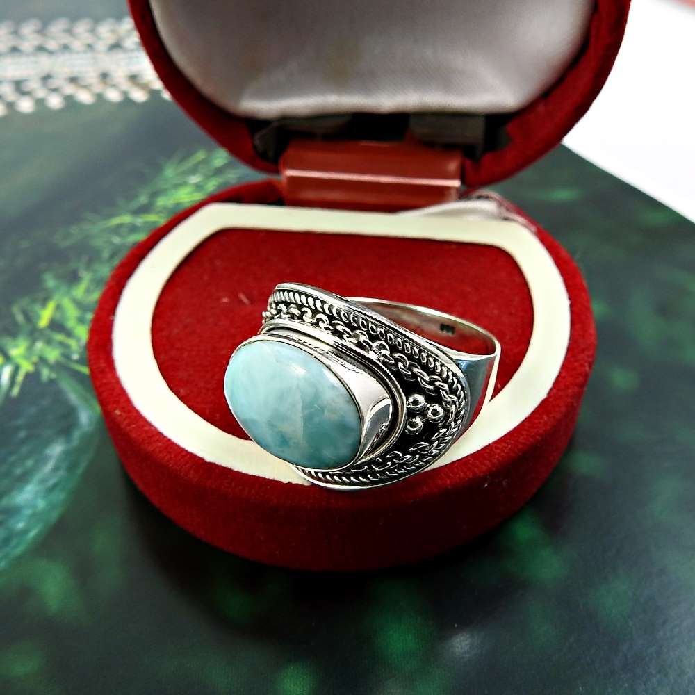 Turquoise Gemstone Jewelry 925 Solid Sterling Silver Ring Size 9 K64