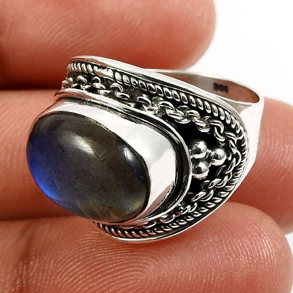Turquoise Gemstone Jewelry 925 Solid Sterling Silver Ring Size 9 K64