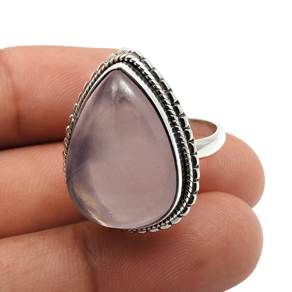 925 Sterling Fine Silver Jewelry Amethyst Gemstone Ring Size 7 B42