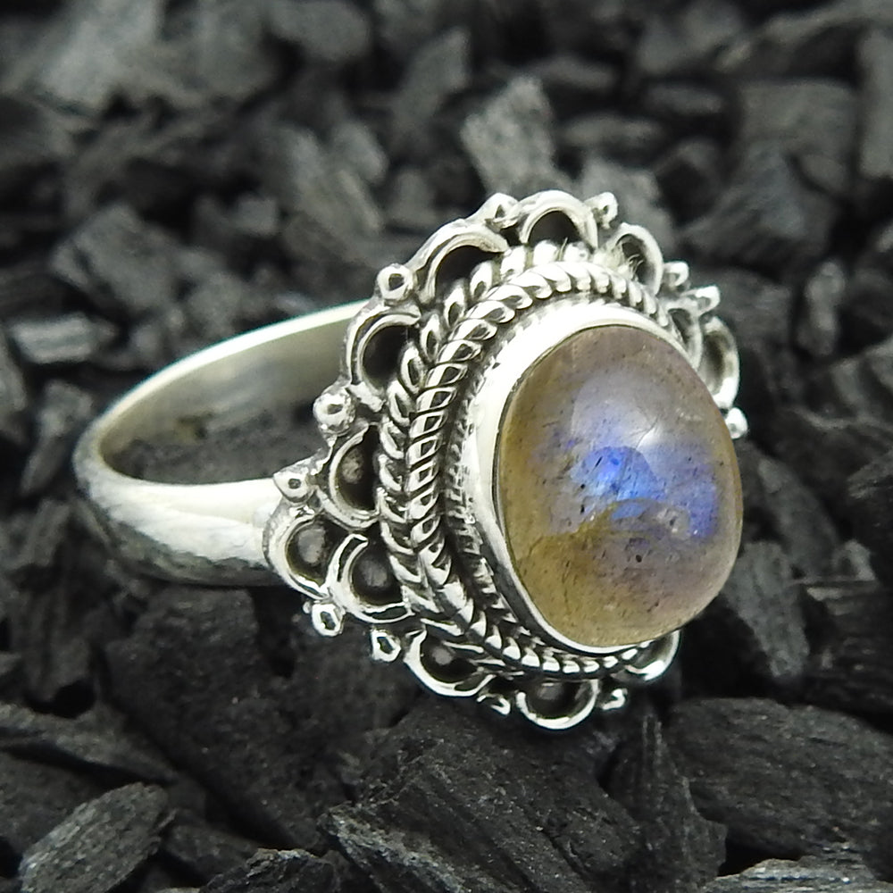 Rainbow Moonstone Gemstone Ring Size 8 925 Sterling Silver Fine Jewelry D52