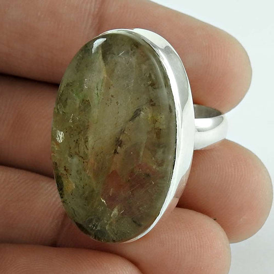 Woman Gift Natural Lodolite Cocktail Boho Ring Size 6 925 Silver X14