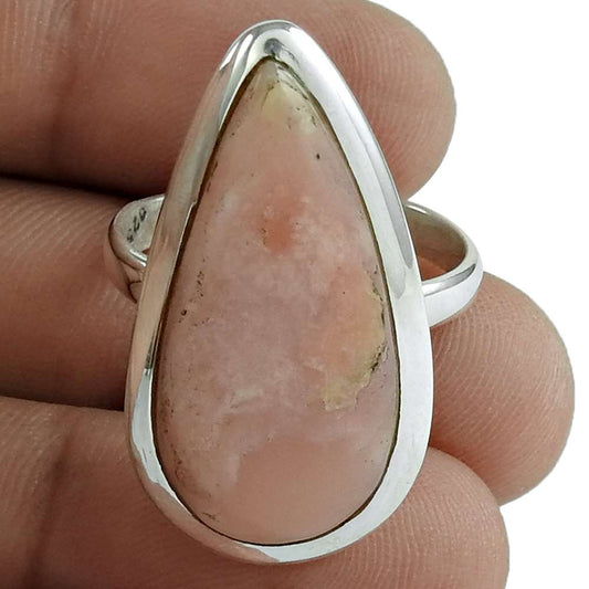 Gift For Her 925 Silver Natural Rhodochrosite Solitaire Boho Ring Size 9 S15