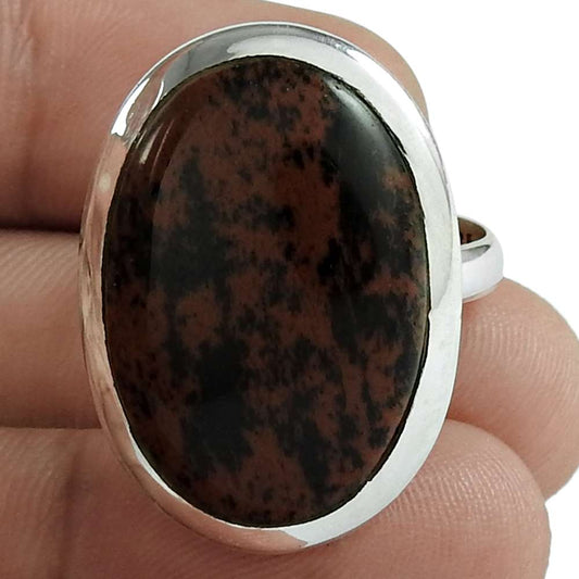 Woman Gift 925 Silver Natural Jasper Cocktail Boho Ring Size 9 R3