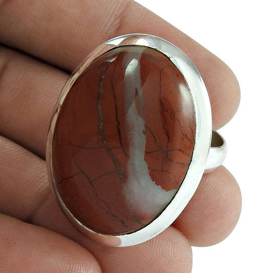 Natural Red Jasper Gemstone Cocktail Boho Ring Size 7 925 Silver For Girls X10