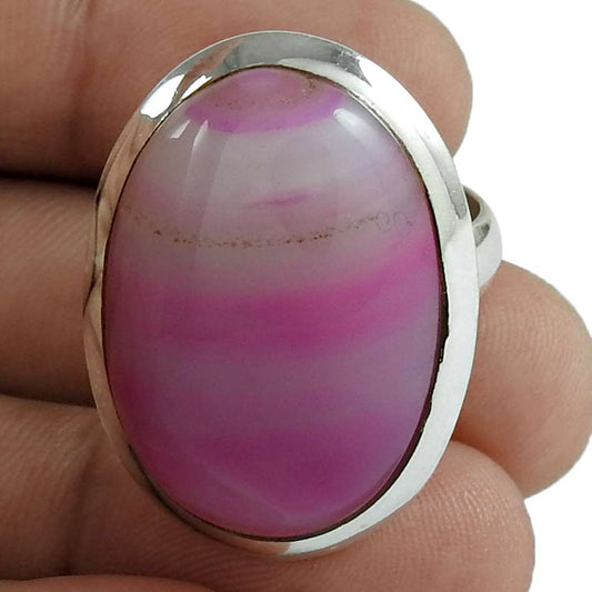 Natural Striped Onyx Statement Boho Ring Size 7 925 Silver For Girls W15