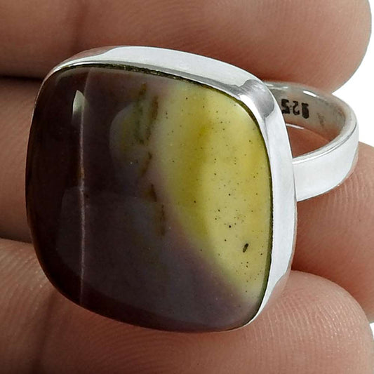 Woman Gift 925 Silver Natural Mookaite Statement Boho Ring Size 7.5 L36
