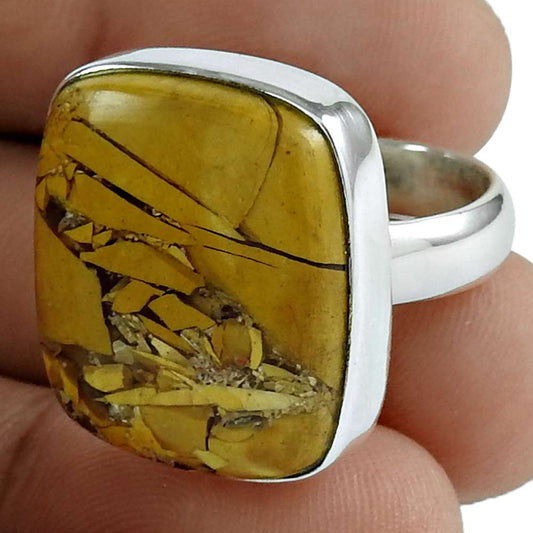 Natural Mookaite Gemstone 925 Silver Statement Ethnic Ring Size 8 For Women Q1