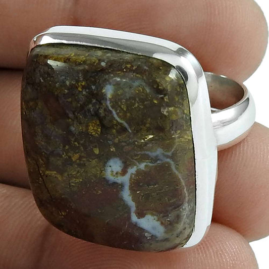 Woman Gift Natural Jasper Gemstone Statement Ring Size 7 925 Silver B19