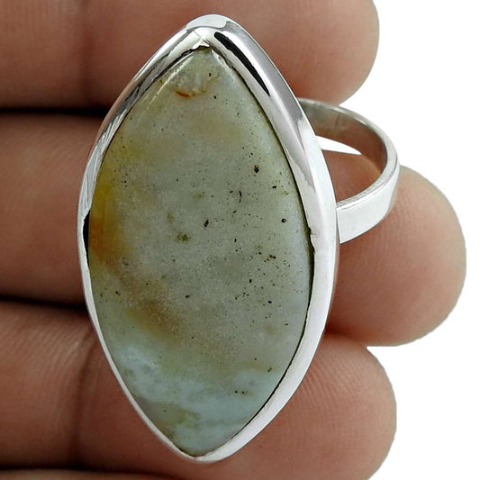 Woman Gift Statement Tribal Ring Size 9 925 Silver Natural Ocean Jasper T36