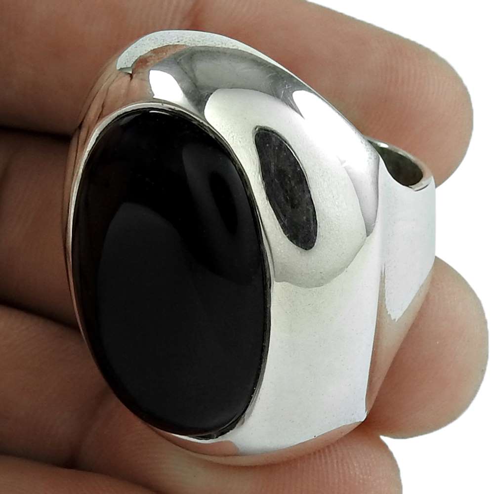 Woman Gift Natural Onyx Gemstone Ring Size 7 925 Sterling Silver I19