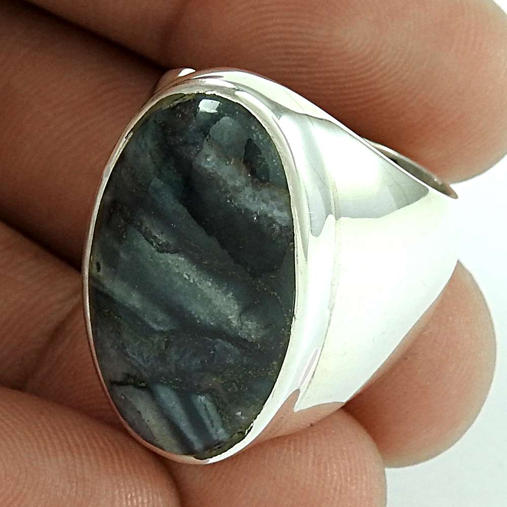 Woman Gift Natural Natureslab Jasper 925 Silver Statement Ring Size 7.5 K19