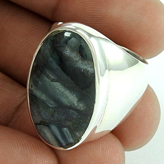 Woman Gift Natural Natureslab Jasper 925 Silver Statement Ring Size 7.5 K19