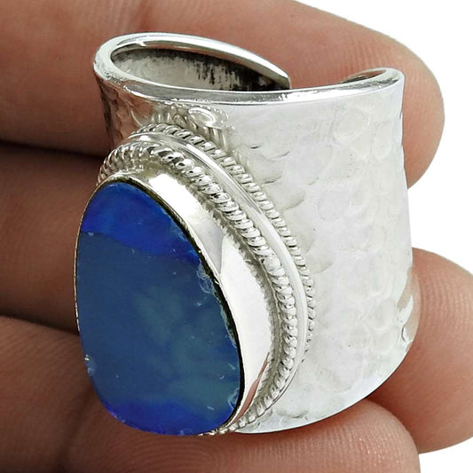 Natural Opal Gemstone 925 Silver Cocktail Boho Ring Size 6 For Women F16