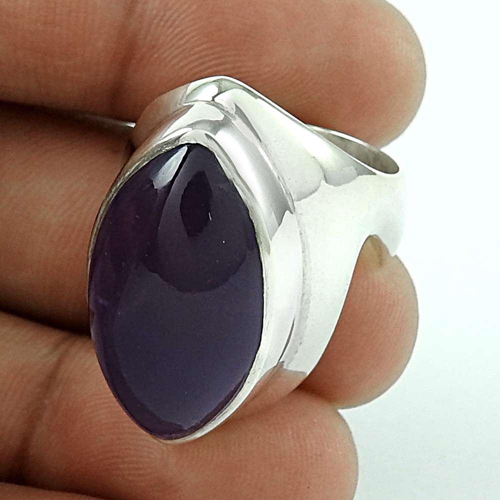 Woman Gift 925 Silver Natural Amethyst Cocktail Ring Size 7.5 K16
