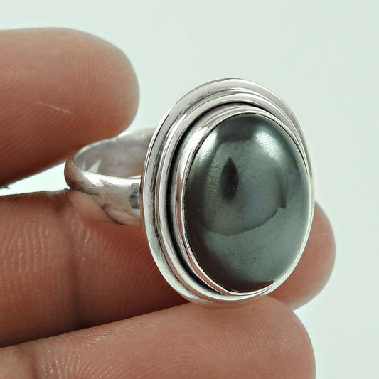 Natural Garnet Gemstone 925 Silver Cocktail Tribal Ring Size 8.5 For Women Q2