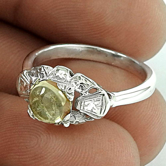 Gift For Women Statement Bohemian Ring Size 6.5 925 Silver Natural Citrine S3