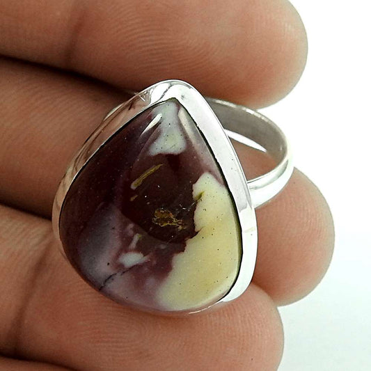 Gift For Her Natural Mookaite Solitaire Ethnic Ring Size 7 925 Silver W21