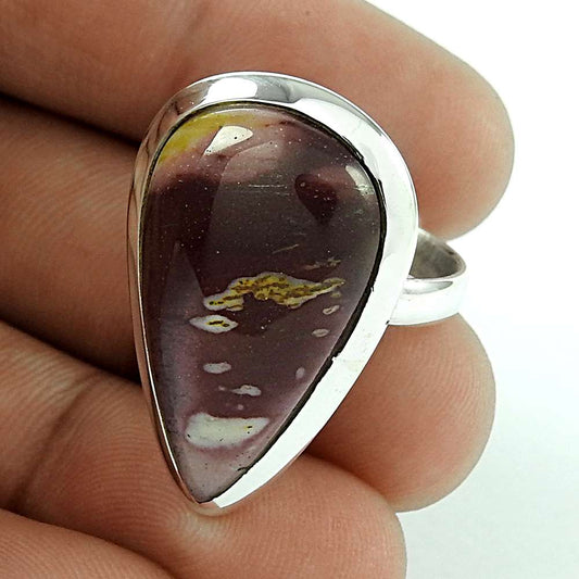 Natural Mookaite Gemstone Cocktail Boho Ring Size 7 925 Silver For Girls M20