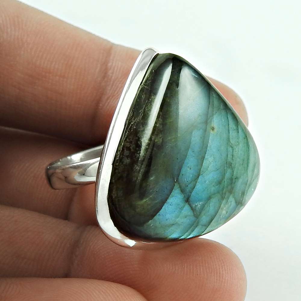 Fantastic Quality Of 925 Silver Labradorite Gemstone Ring Fabricant