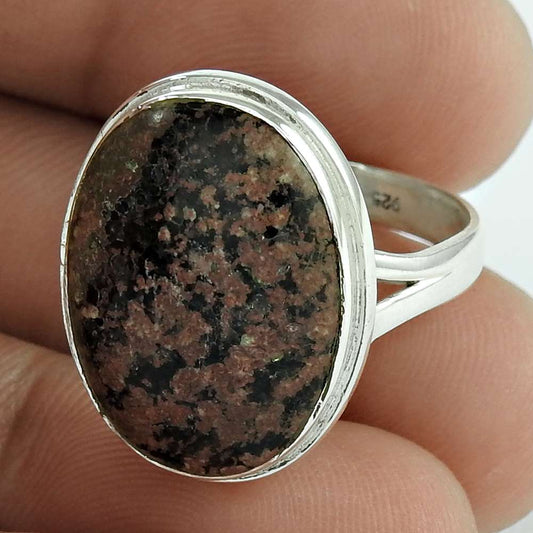 Natural Jasper Gemstone Solitaire Boho Pink Ring Size 8 925 Sterling Silver T12