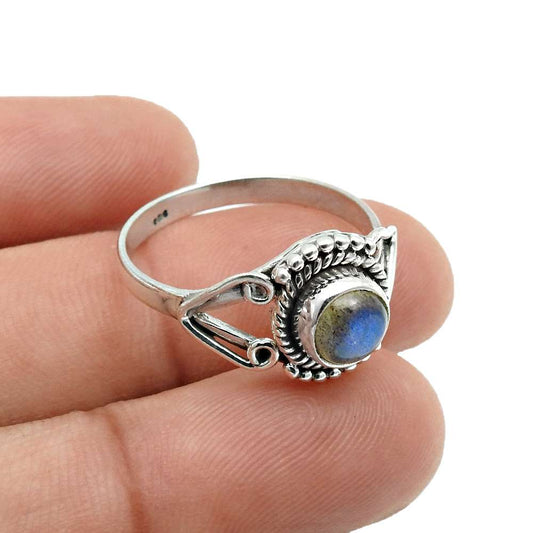 Natural Labradorite Gemstone Cocktail Ring Size 8 925 Sterling Silver Jewelry B5
