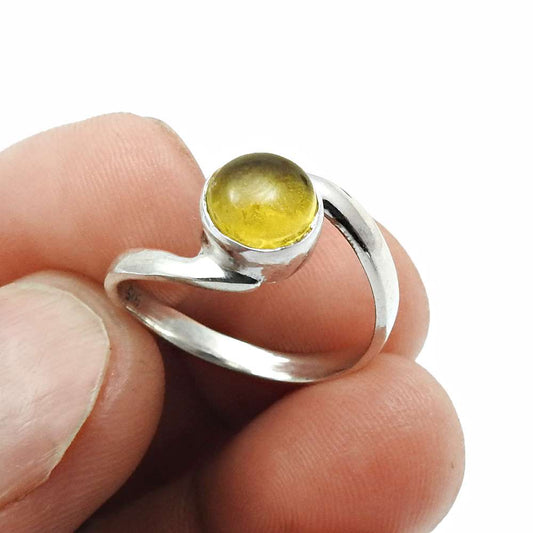 Gift For Her Synthetic Amber Gemstone Cocktail Ring Size 7 925 Silver Z8