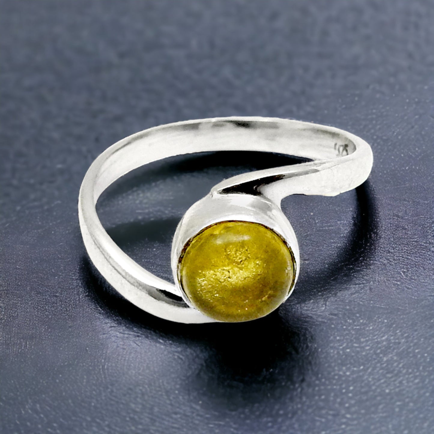 Gift For Her Synthetic Amber Gemstone Cocktail Ring Size 7 925 Silver Z8