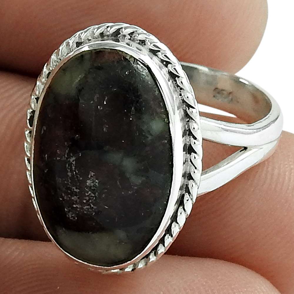 Natural Ruby In Zoisite Cocktail Bohemian Ring Size 5.5 925 Silver For Girls X1