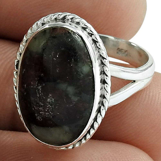 Natural Ruby In Zoisite Cocktail Bohemian Ring Size 5.5 925 Silver For Girls X1